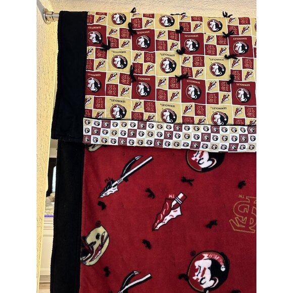 FSU Seminoles Handmade Reversible Fleece Crazy Quilt Wheel Chair Blanket 72x44 - Picture 7 of 16